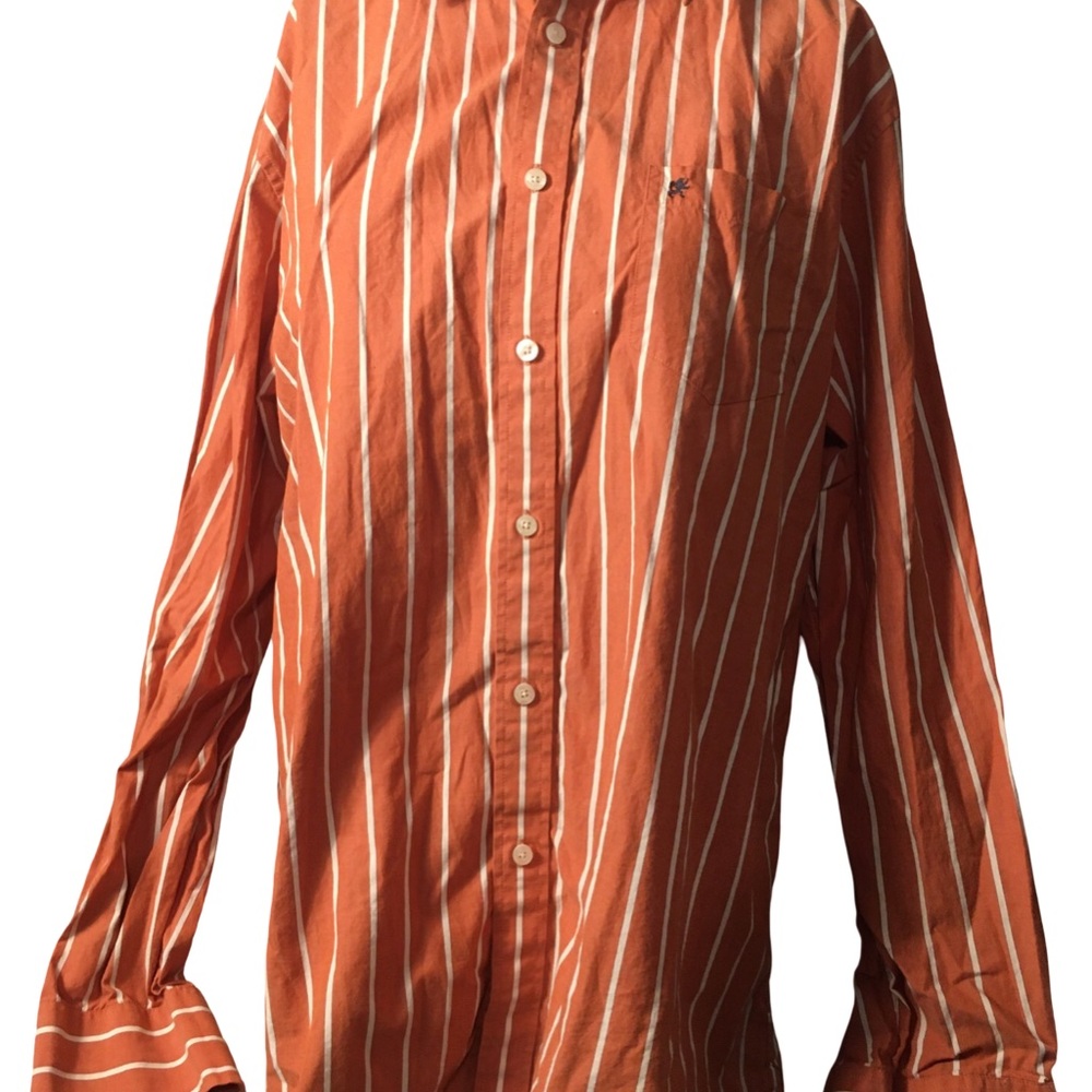 Mossimo Supply Co. Orange and White Striped Button-Down Shirt
